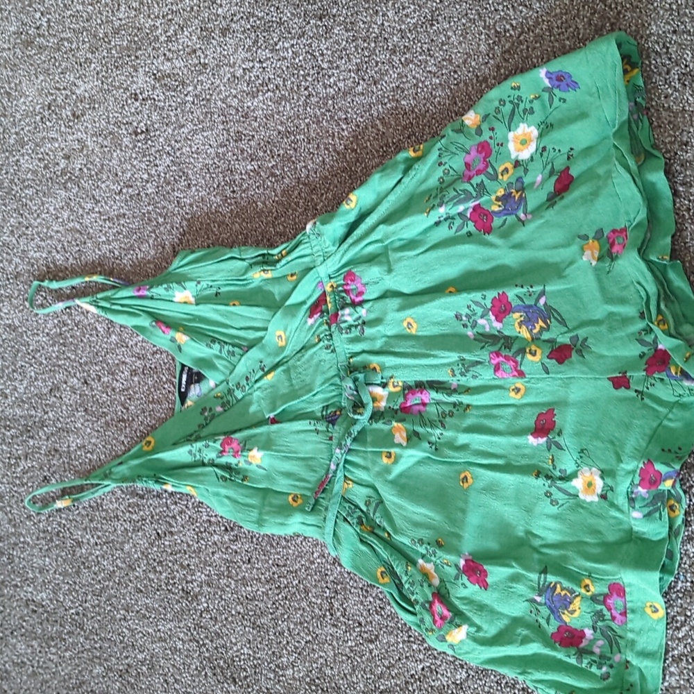 Green floral romper